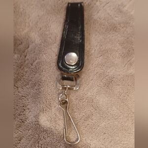 Leather belt strap key hook leather with snap and key clip attached